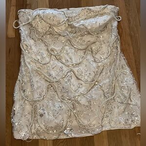 Elegant White Beaded Women's Dress